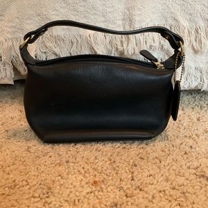 Small black leather coach purse